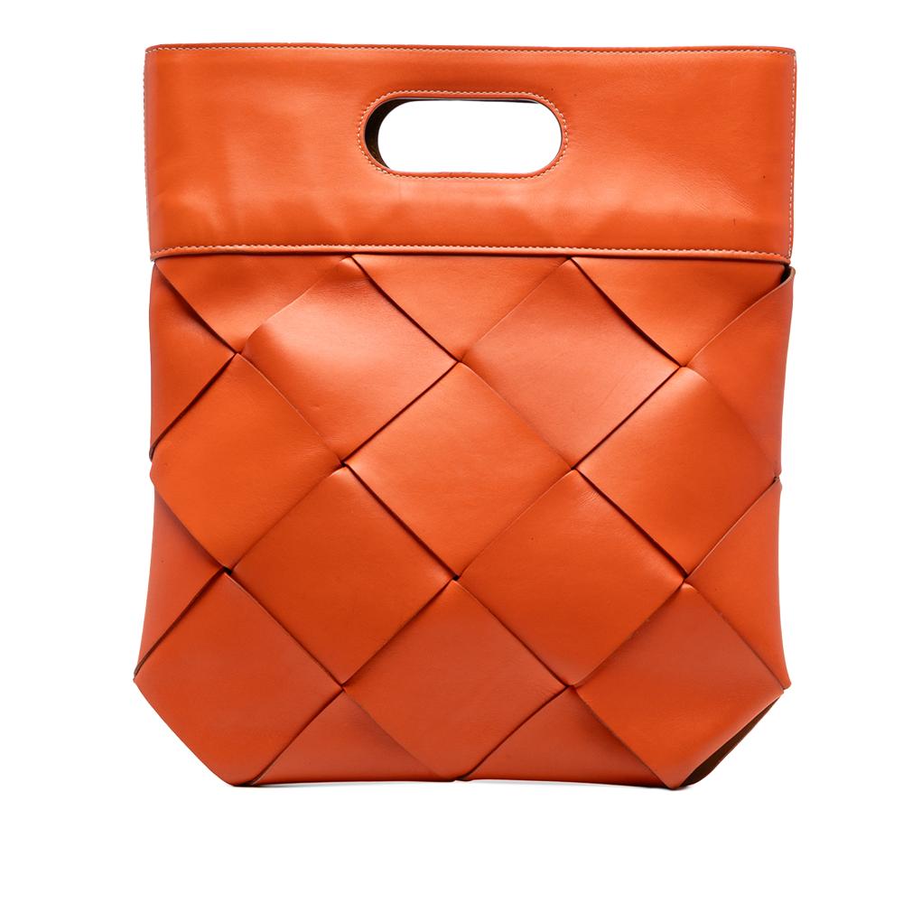Bottega Veneta AB Bottega Veneta Orange Calf Leather Small French skin Slip Tote Italy