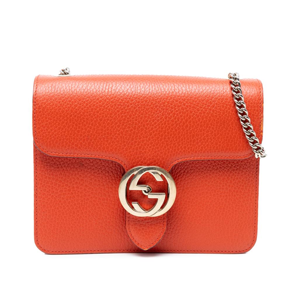 Gucci B Gucci Orange Calf Leather Small Dollar skin Interlocking G Crossbody Italy