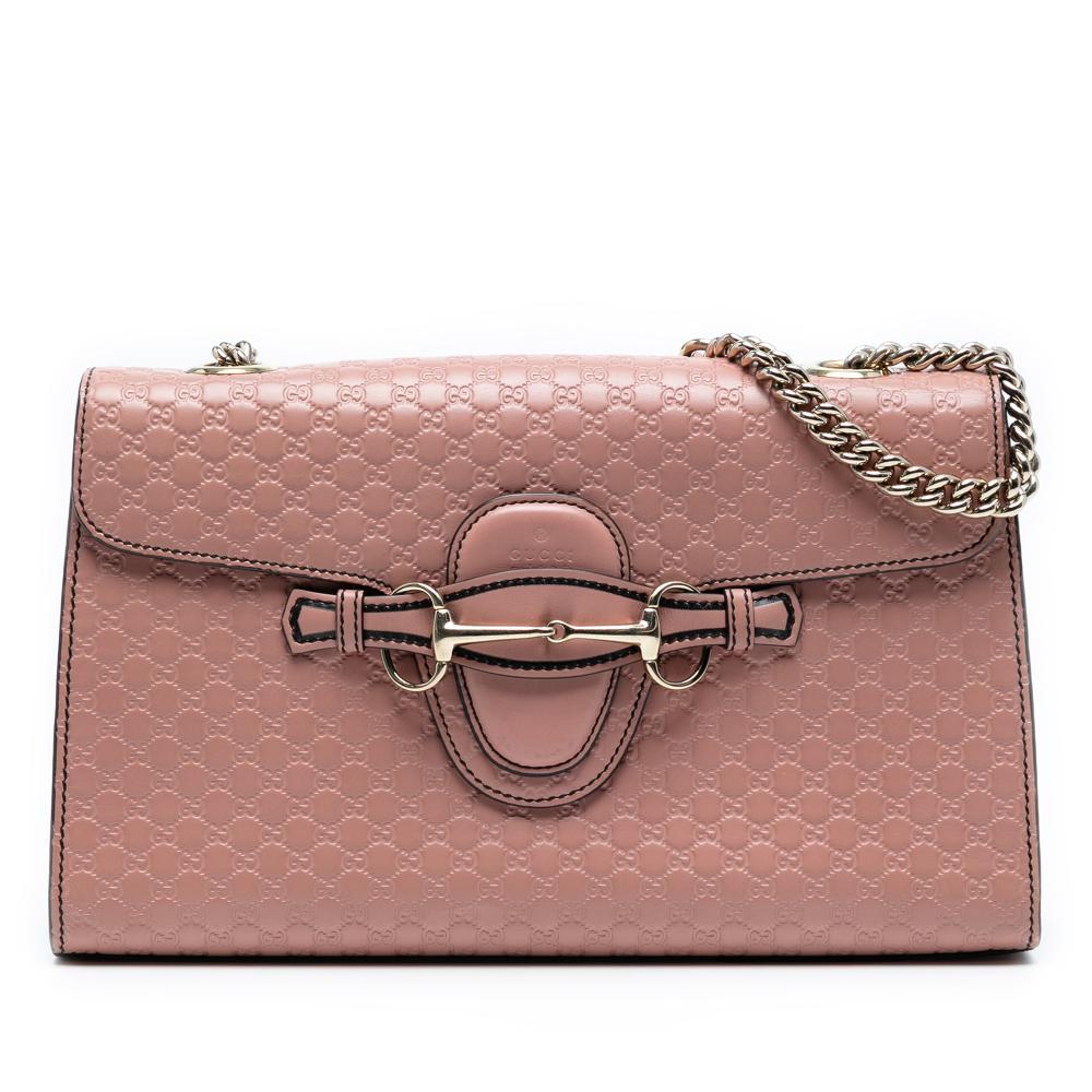 Gucci B Gucci Pink Calf Leather Medium Microguccissima Emily Shoulder Bag Italy
