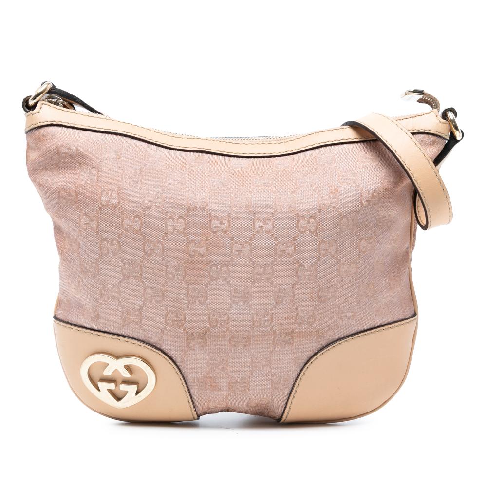 Gucci B Gucci Pink Light Pink Canvas Fabric GG Lovely Crossbody Italy