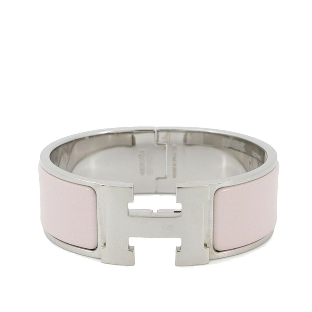 Hermès AB Hermès Pink Light Pink Enamel Other Wide Clic Clac H Bracelet PM France