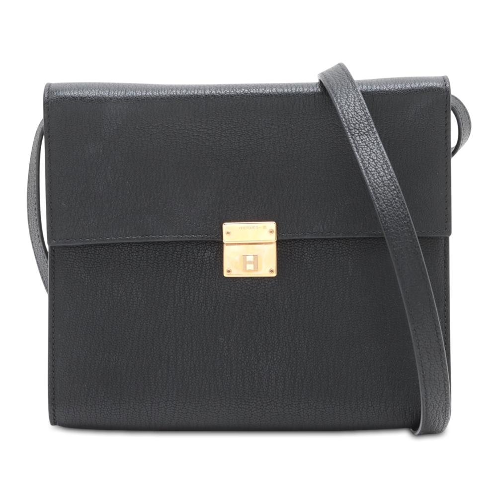 Hermès B Hermès Black Goatskin Leather Chevre Mysore Clic 16 France