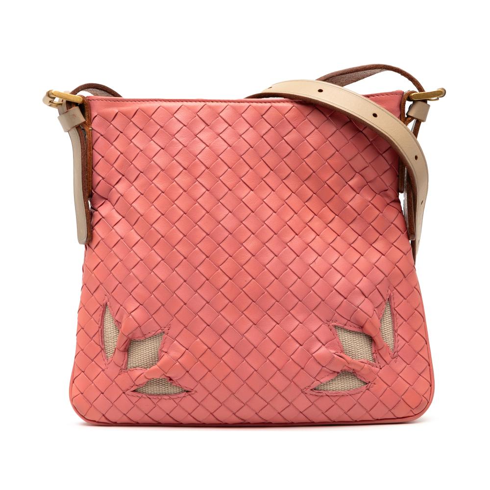 Bottega Veneta B Bottega Veneta Pink Blush Nappa Leather Leather Nappa Intrecciato Crossbody Italy