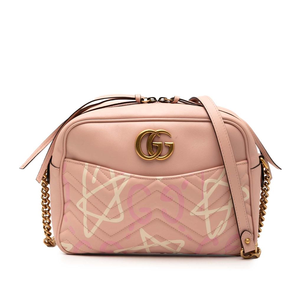Gucci B Gucci Pink Calf Leather GG Marmont Matelasse Gucci Ghost Crossbody Italy