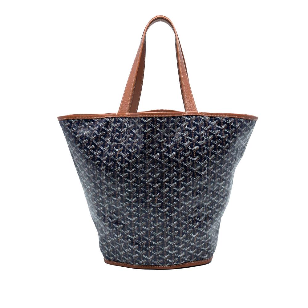 Goyard AB Goyard Blue Navy Coated Canvas Fabric Goyardine Reversible Belharra Tote France