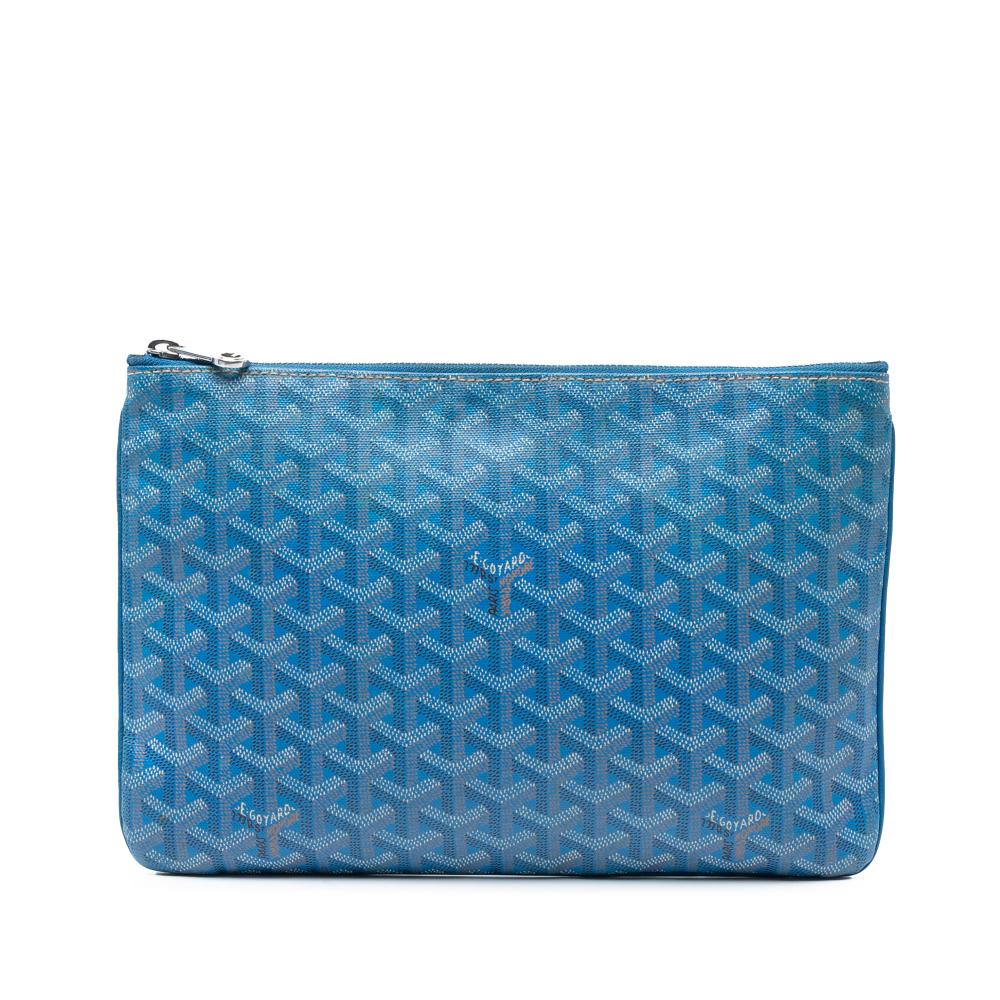 Goyard AB Goyard Blue Coated Canvas Fabric Goyardine Senat MM France