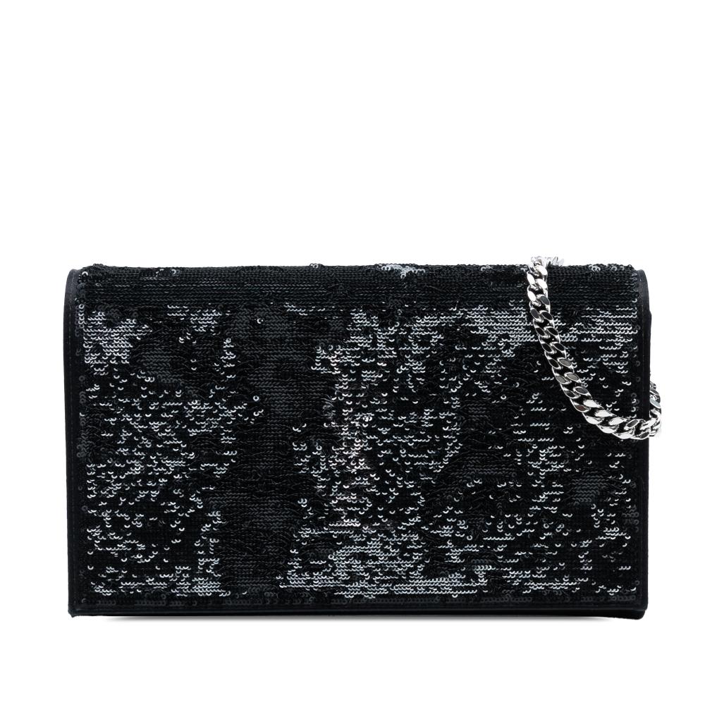 Saint Laurent AB Saint Laurent Black Sequin Other Monogram Kate Wallet on Chain Italy