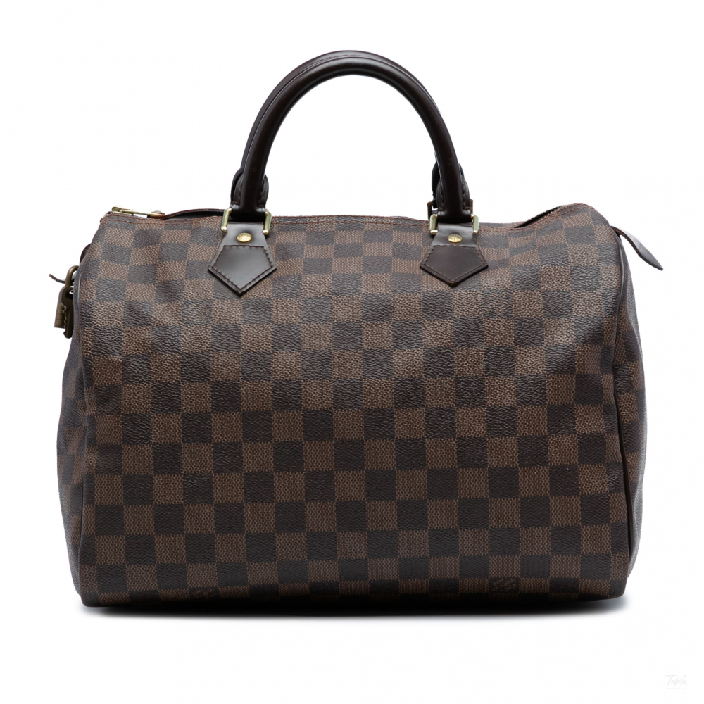 Louis Vuitton Speedy 30 Canvas Vintage Trunk Handbag Damier Ebene