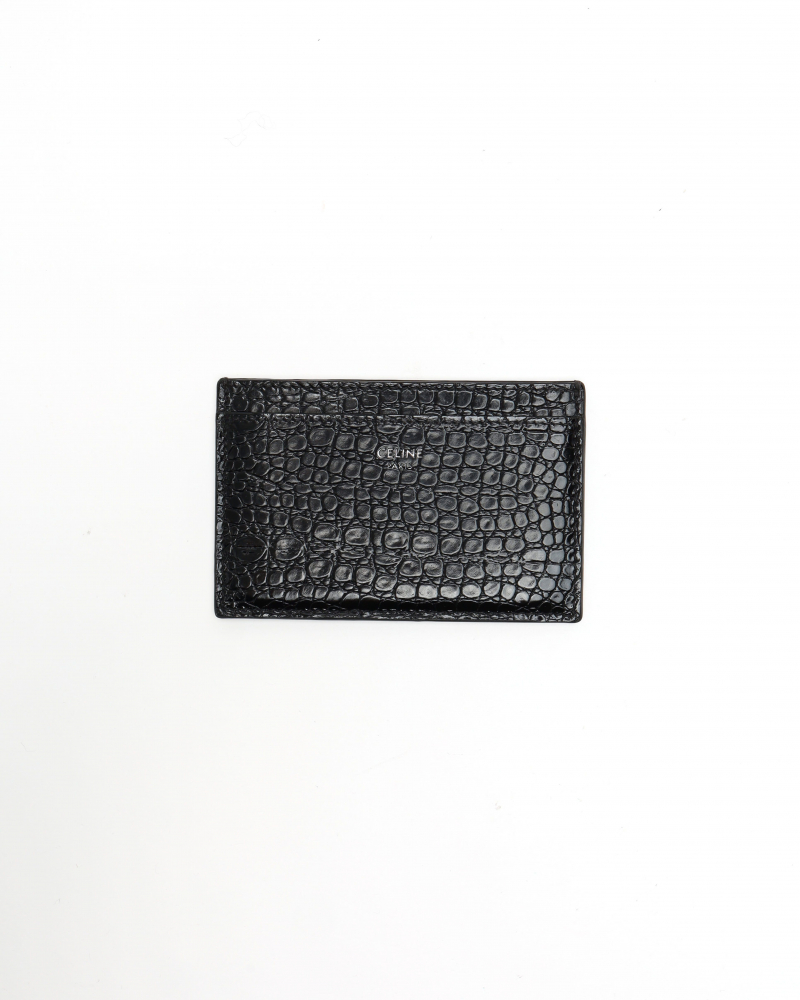 Celine Céline Logo Mock Croc Card Holder