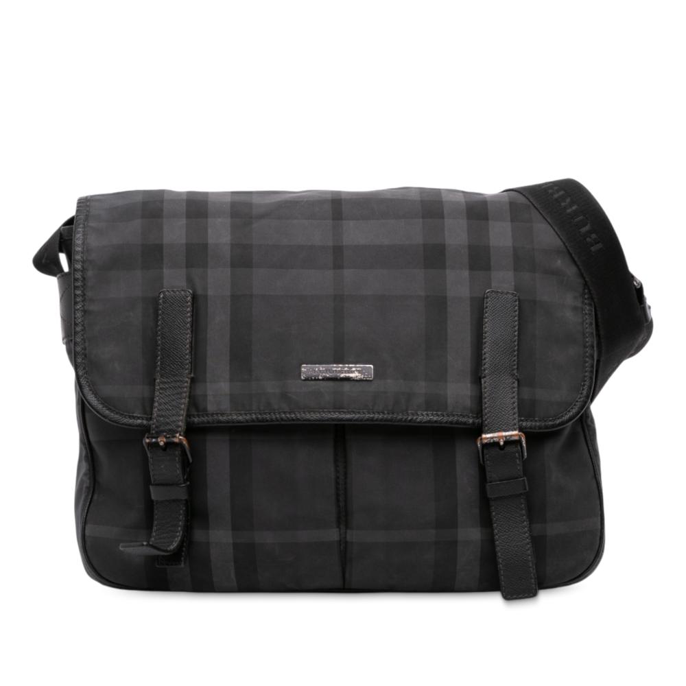 Burberry B Burberry Gray Nylon Fabric Smoke Check Elgin Messenger Bag Italy