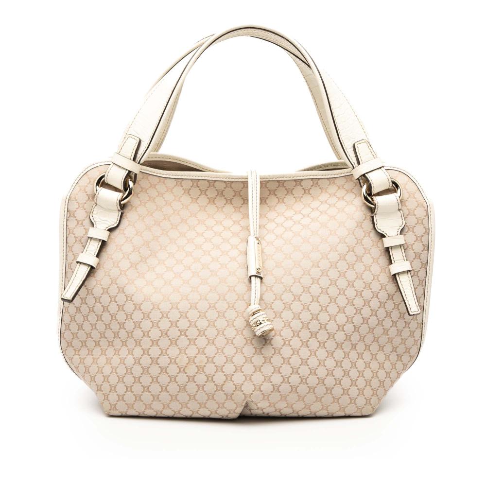 Celine B Celine Brown Beige Canvas Fabric Macadam Bittersweet Hobo China