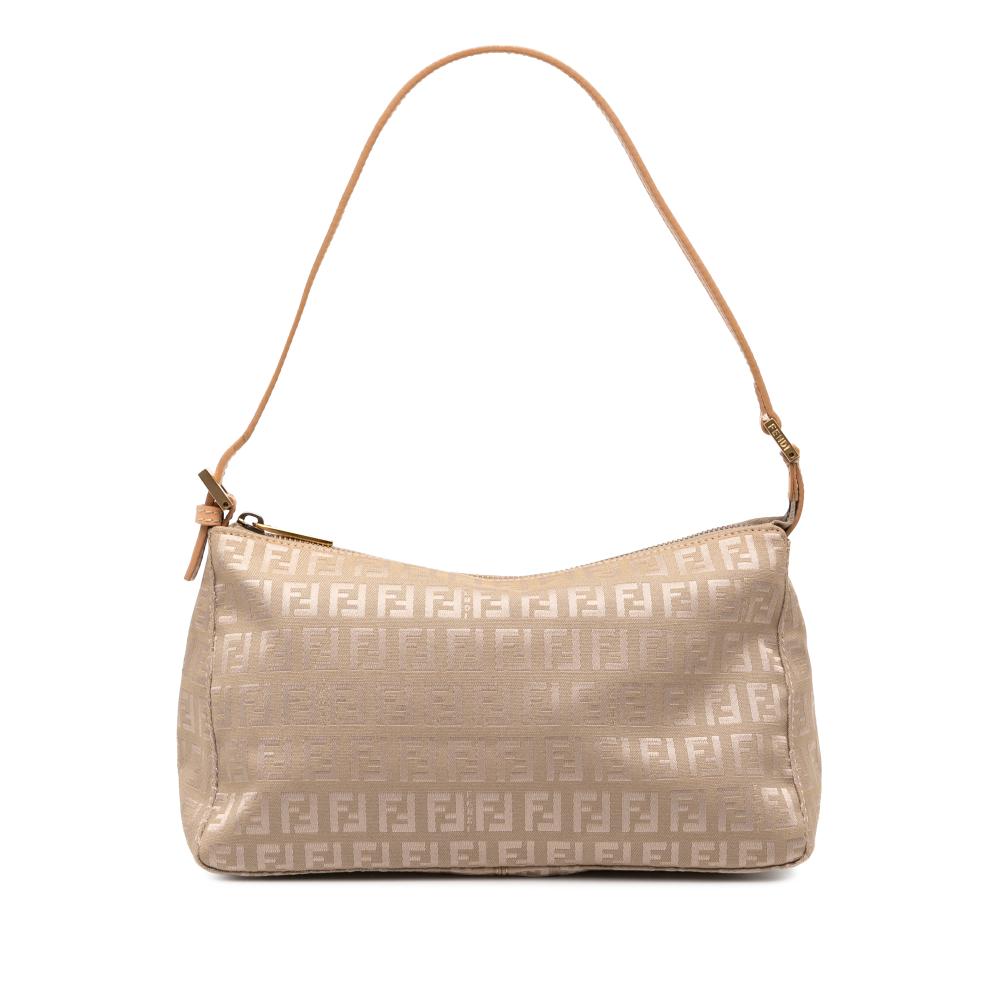 Fendi B Fendi Brown Beige Canvas Fabric Zucchino Pochette Italy