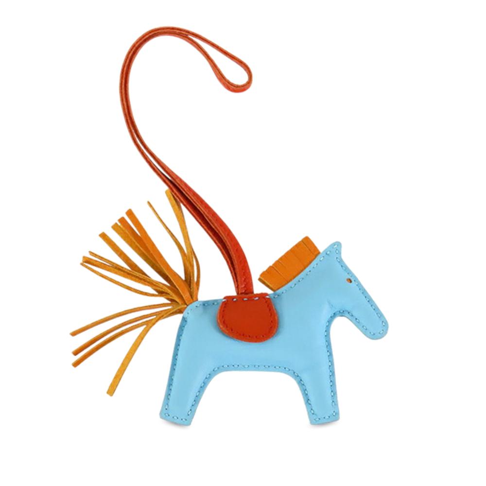 Hermès AB Hermès Blue Light Blue Calf Leather Milo Lambskin Grigri Rodeo Horse Bag Charm PM France