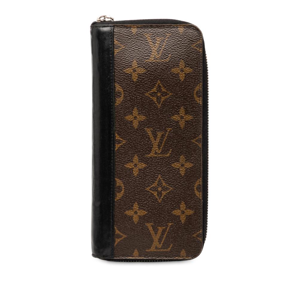 Louis Vuitton B Louis Vuitton Brown Monogram Canvas Fabric Monogram Macassar Vertical Zippy Wallet Spain