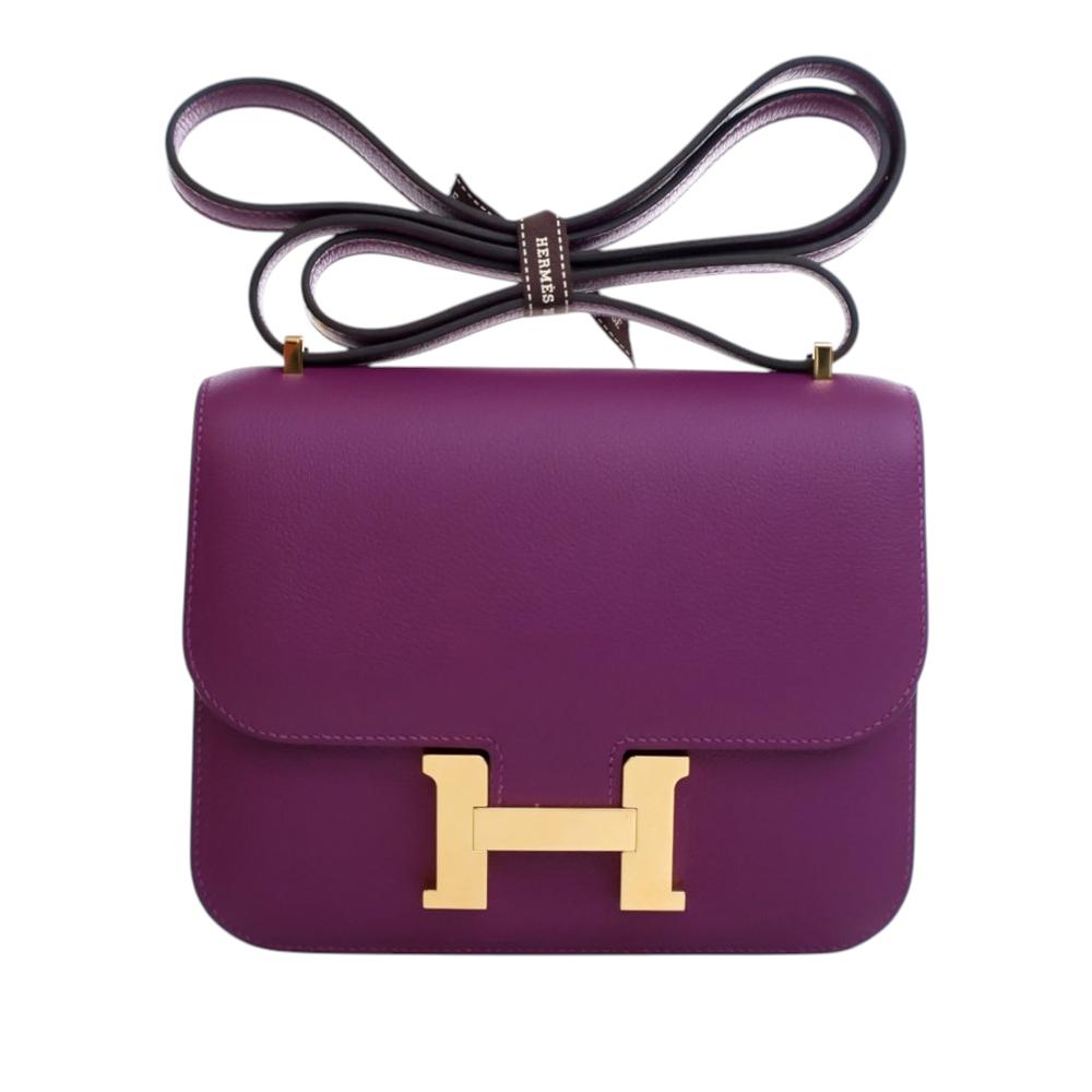Hermès AB Hermès Purple Violet Calf Leather Mini Evercolor Constance 18 France