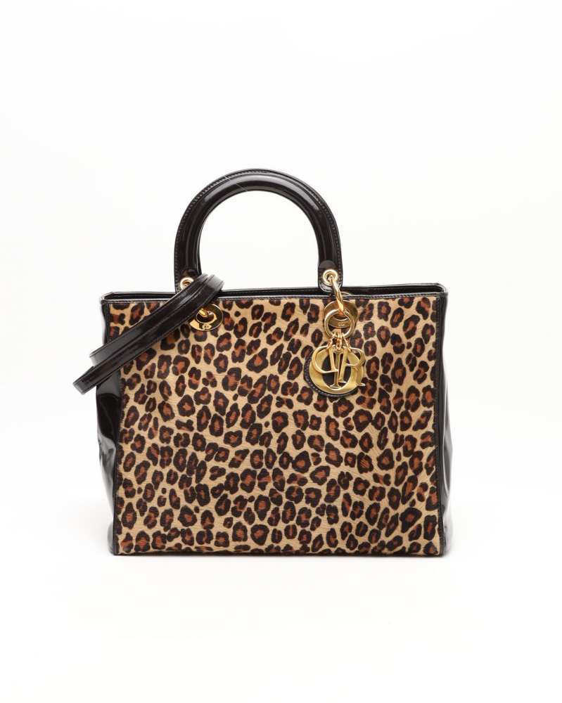 Christian Dior Large Leopard Lady Dior Bag