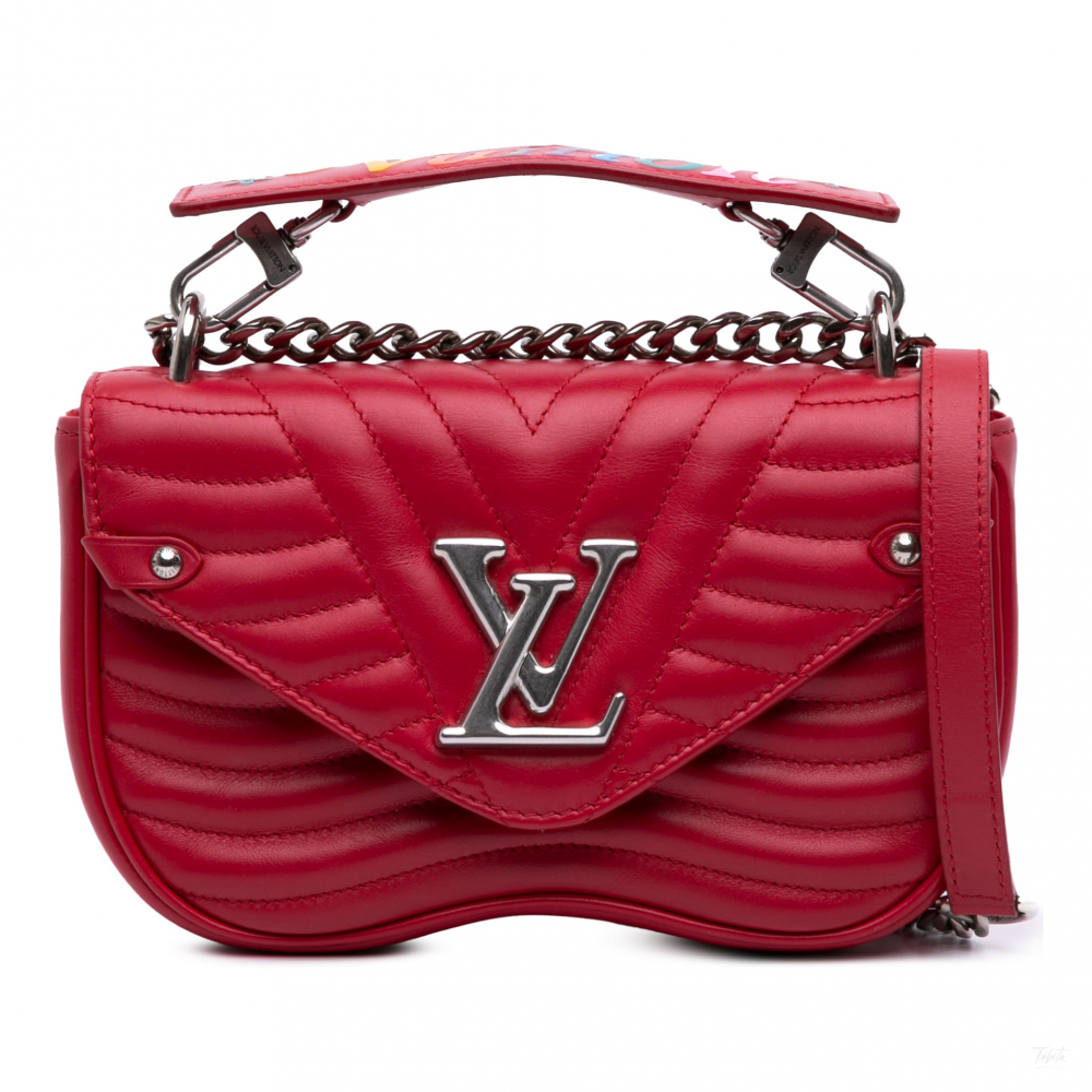 Louis Vuitton New Wave Chain PM Leather Flap Crossbody Red