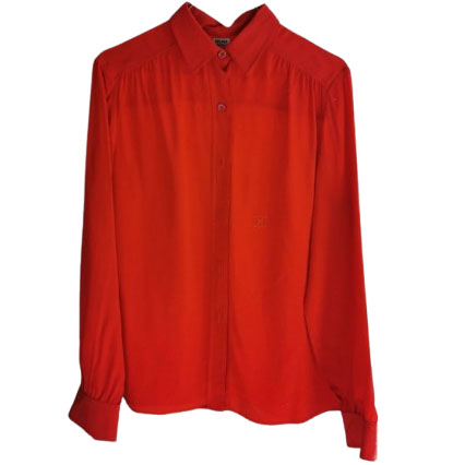 Celine Red silk blouse