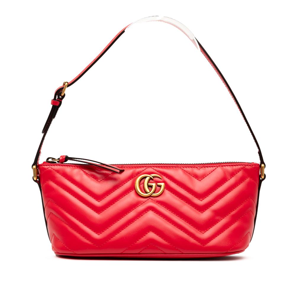 Gucci AB Gucci Red Calf Leather GG Marmont Matelasse Shoulder Bag Italy