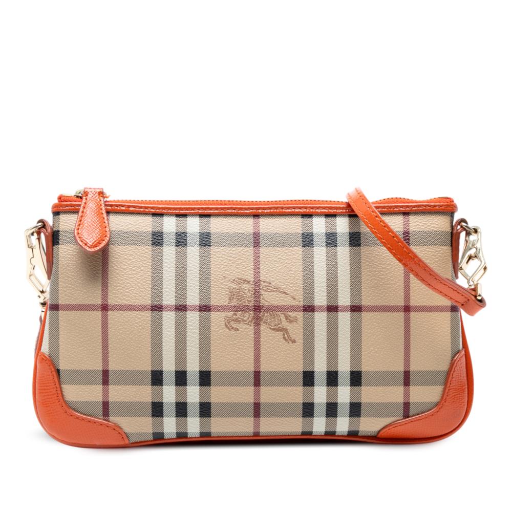 Burberry B Burberry Brown Beige with Orange Coated Canvas Fabric Haymarket Check Peyton Crossbody China
