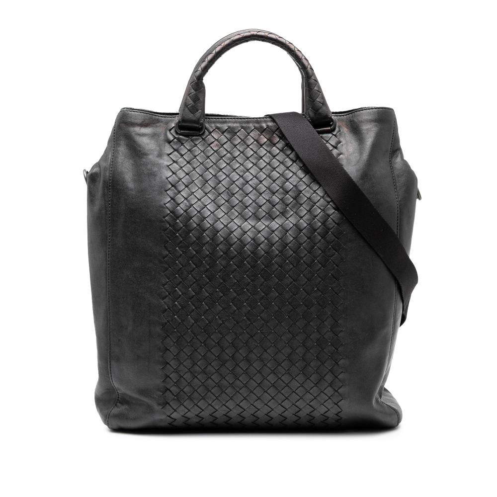Bottega Veneta B Bottega Veneta Black Nappa Leather Leather Nappa Intrecciato Vertical Convertible Satchel Italy