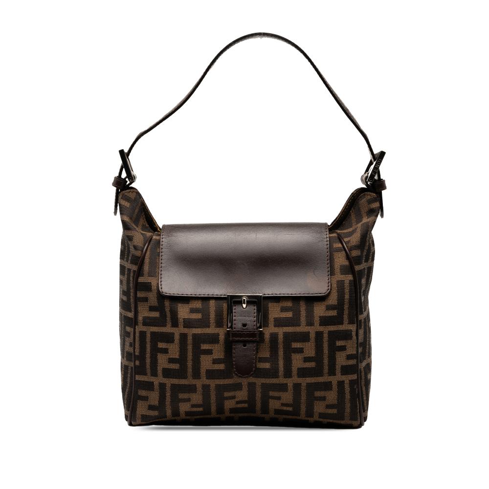 Fendi B Fendi Brown Canvas Fabric Zucca Shoulder Bag Italy