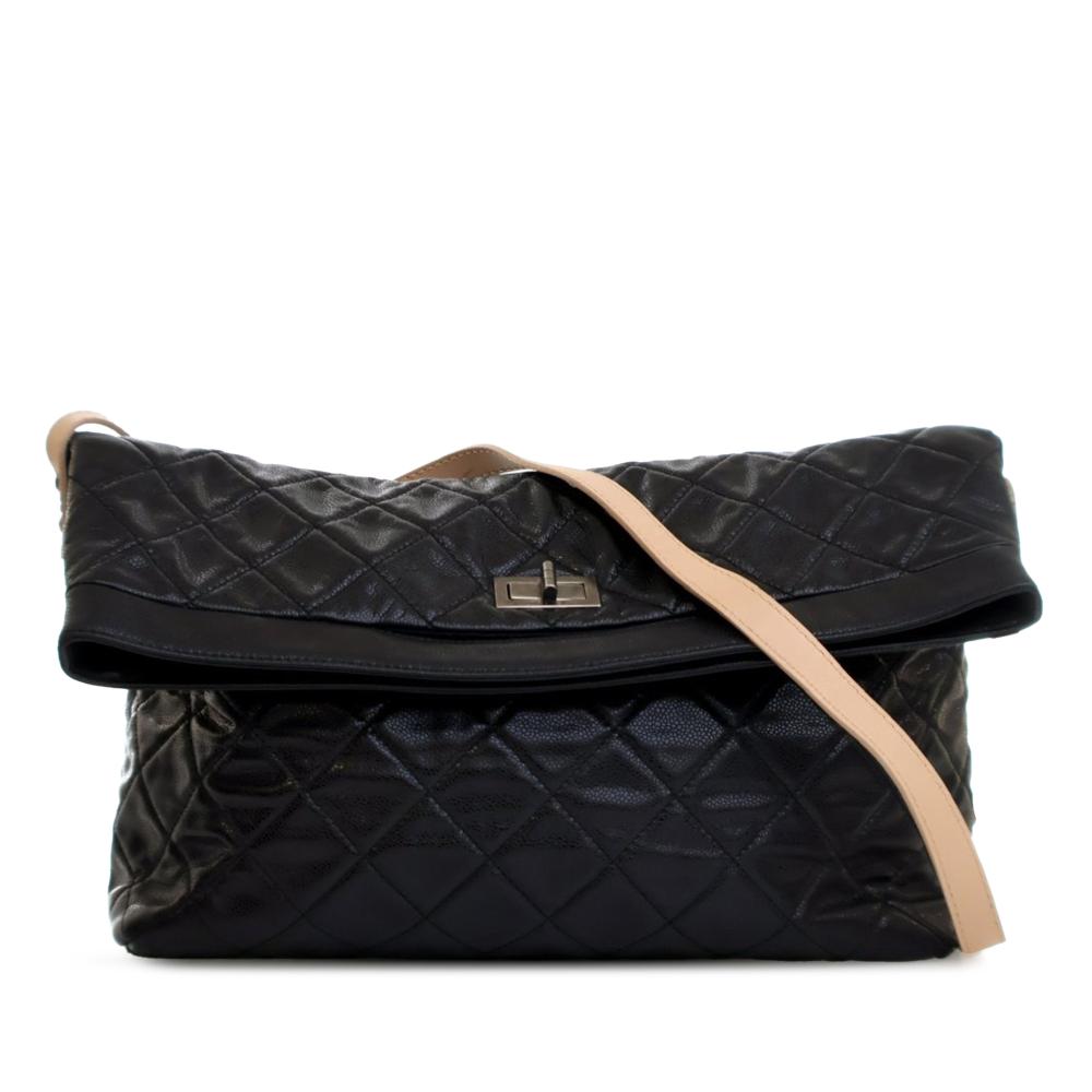 Chanel B Chanel Black Caviar Leather Leather Reissue Quilted Caviar Messenger Flap France