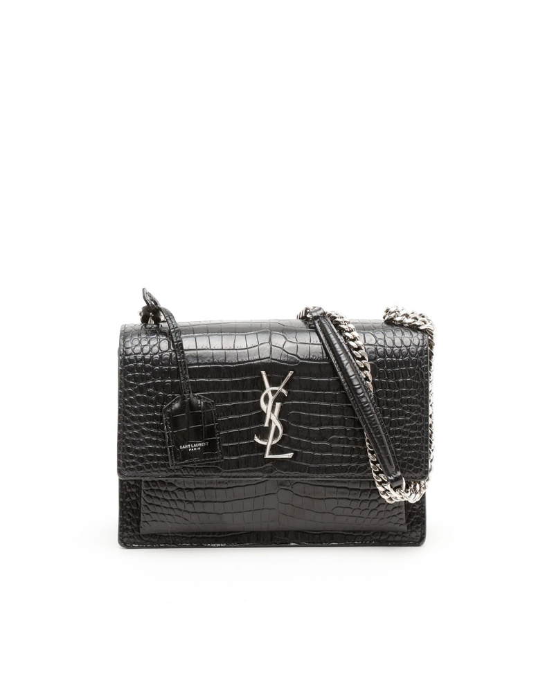 Saint Laurent Croc Medium Sunset Bag