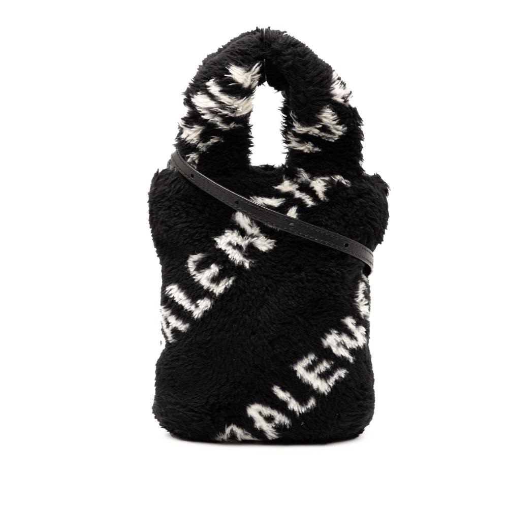 Balenciaga AB Balenciaga Black Polyester Fabric Faux Fur Logo Everyday Phone Holder Italy