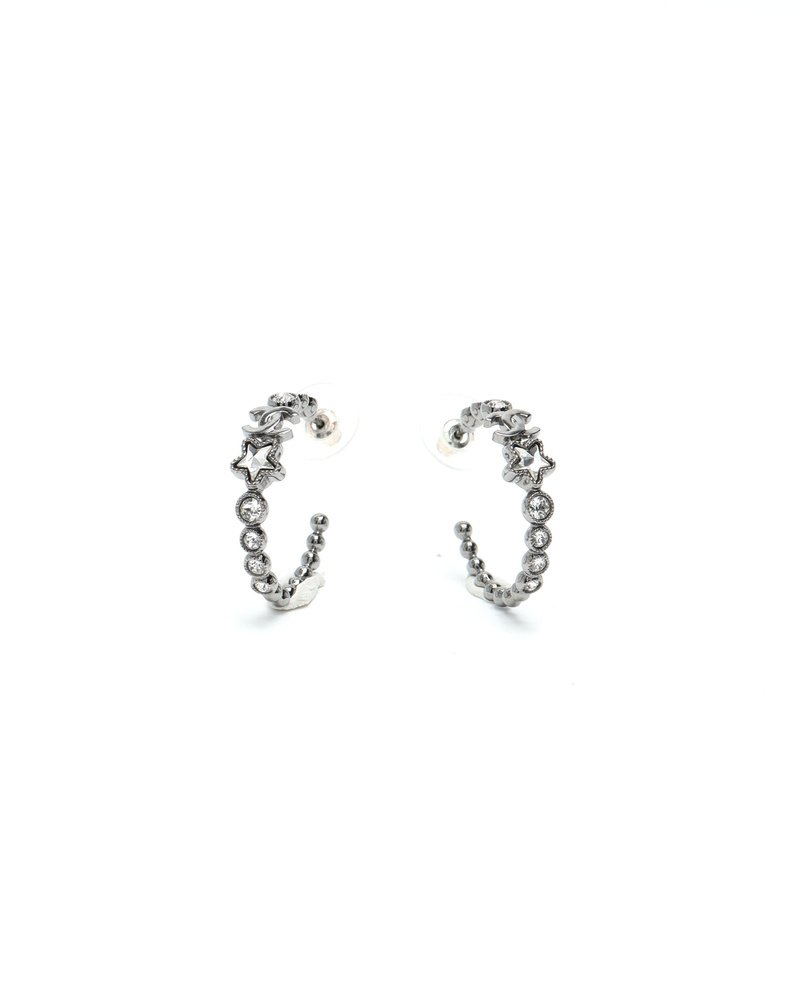 Chanel CC Rhinestone Hoop Earrings