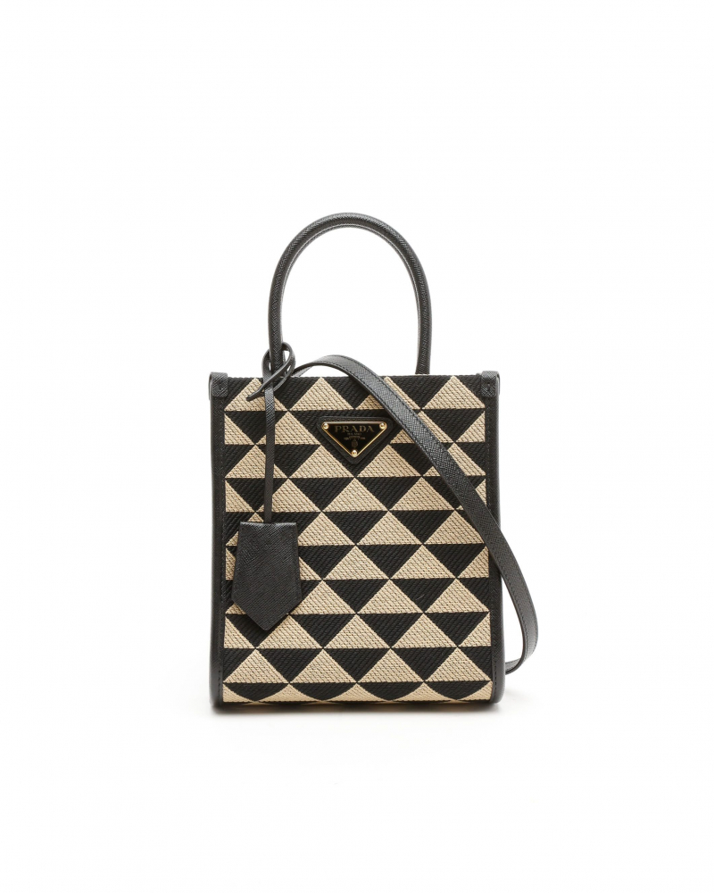 Prada Symbole Triangolo Jacquard Mini Tote Bag