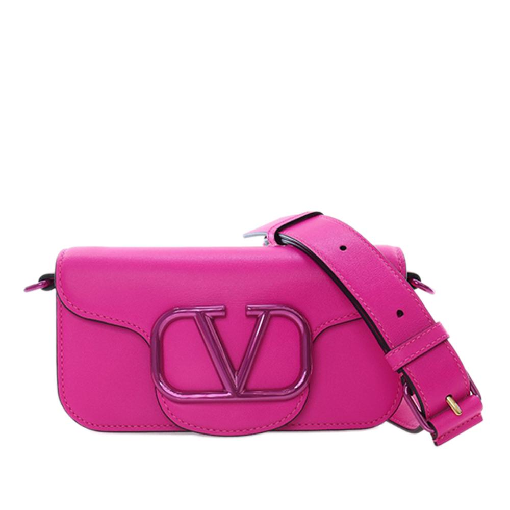 Valentino AB Valentino Pink Hot Pink Calf Leather Small skin VLogo Loco Satchel Italy