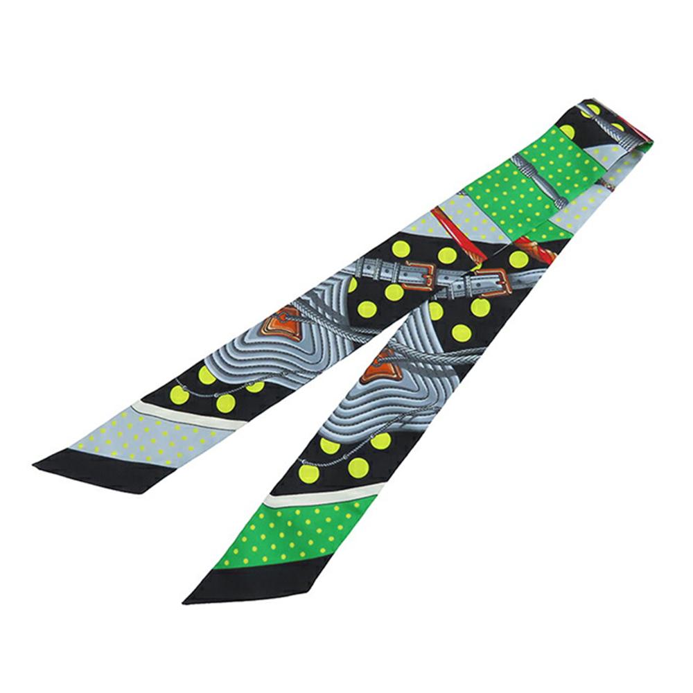 Hermès AB Hermès Green with Multi Silk Fabric Clic Clac a Pois Twilly Scarf France