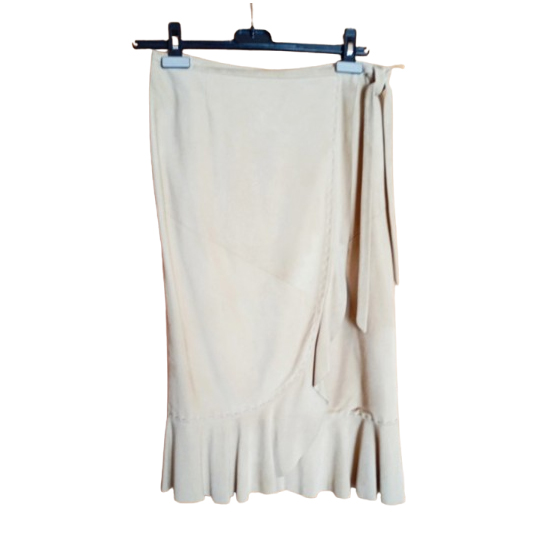 Max Mara Suede Beige Ruffled Skirt