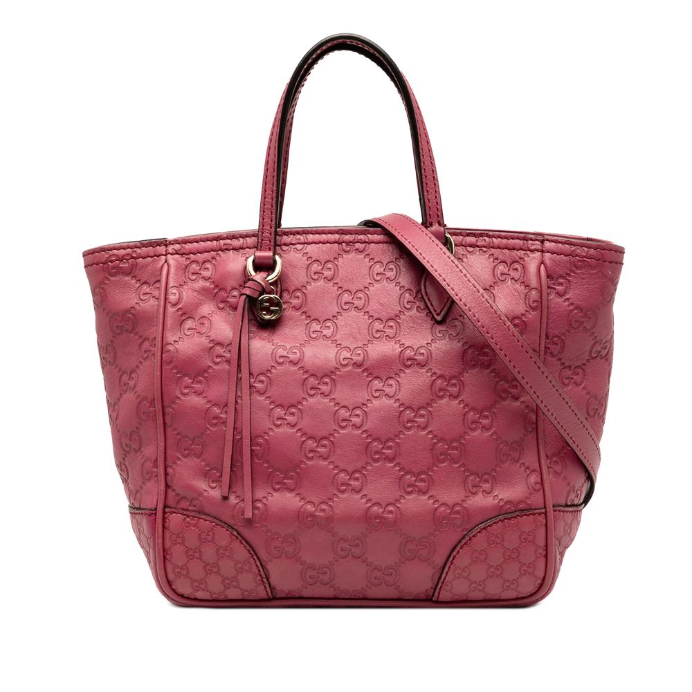 Gucci B Gucci Pink Calf Leather Small Guccissima Bree Satchel Italy