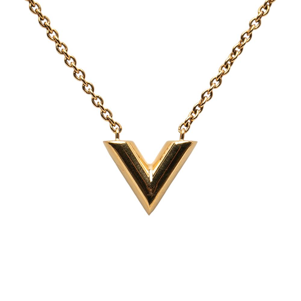 Louis Vuitton B Louis Vuitton Gold Gold Plated Metal Essential V Necklace Italy