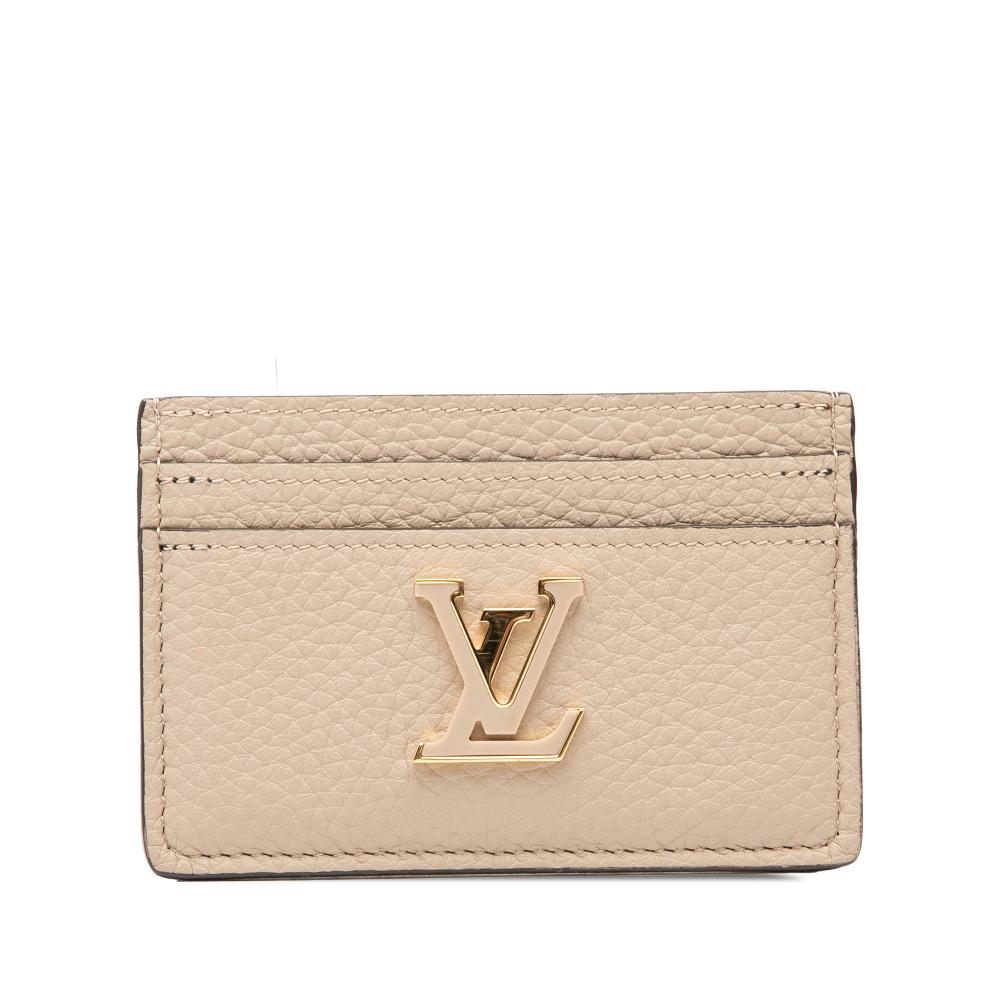 Louis Vuitton AB Louis Vuitton Brown Beige Calf Leather Taurillon Capucines Card Holder France