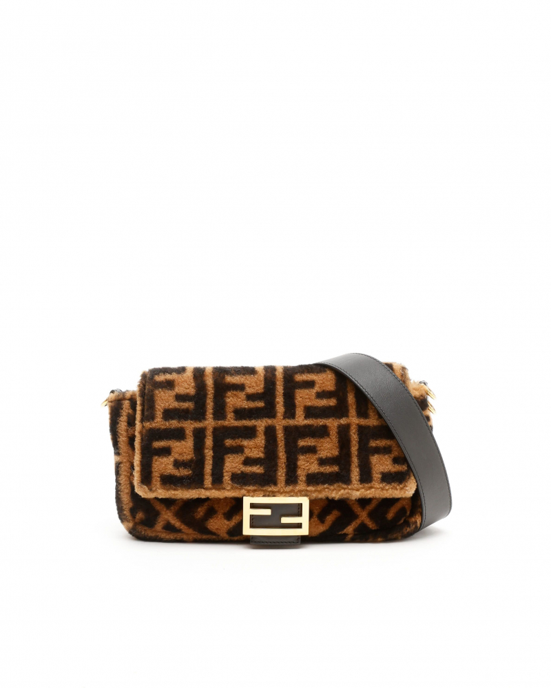 Fendi Shearling Zucca Baguette Bag