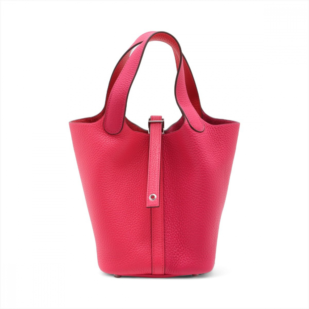 Hermès Picotin 18 Taurillon Clemence Leather Lock Bucket Handbag Rose Extreme x Rouge Cooox Rose Messico