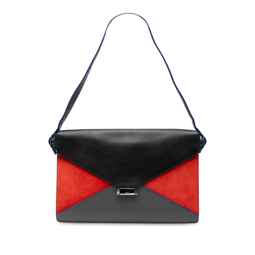 Celine B Celine Black with Multi Calf Leather Tricolor skin and Suede Diamond Shoulder Bag Italy