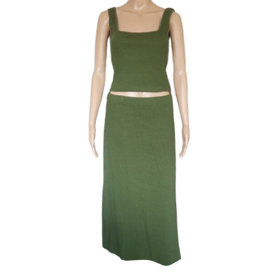 Vince Knitted green tank and matching skirt
