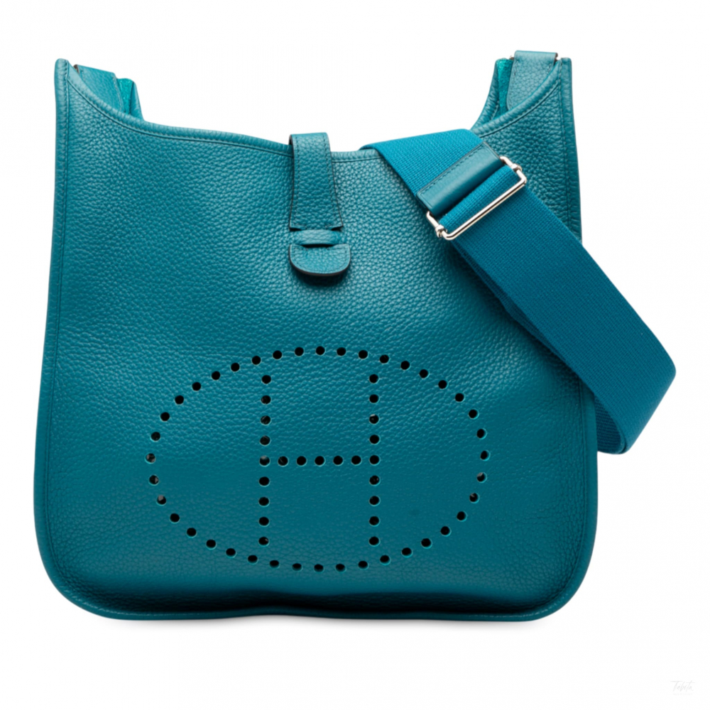 Hermès Evelyne 29 Taurillon Clemence Leather Hobo Crossbody Blue