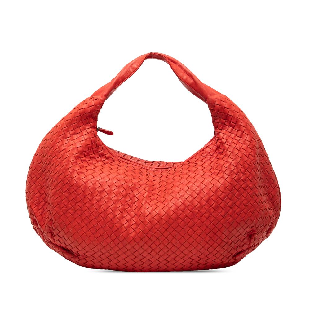 Bottega Veneta B Bottega Veneta Red Nappa Leather Leather Large Nappa Intrecciato Belly Hobo Italy