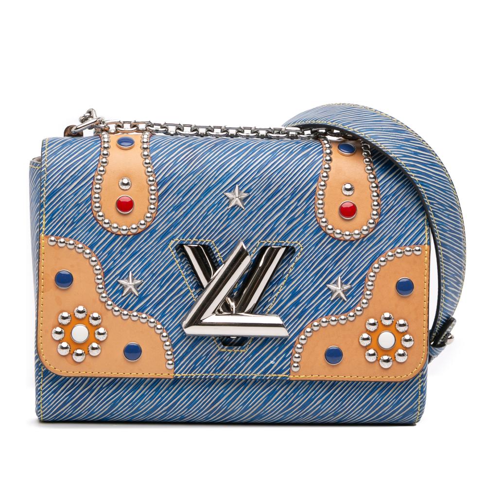 Louis Vuitton B Louis Vuitton Blue Epi Leather Leather Epi Denim Studded Twist MM France