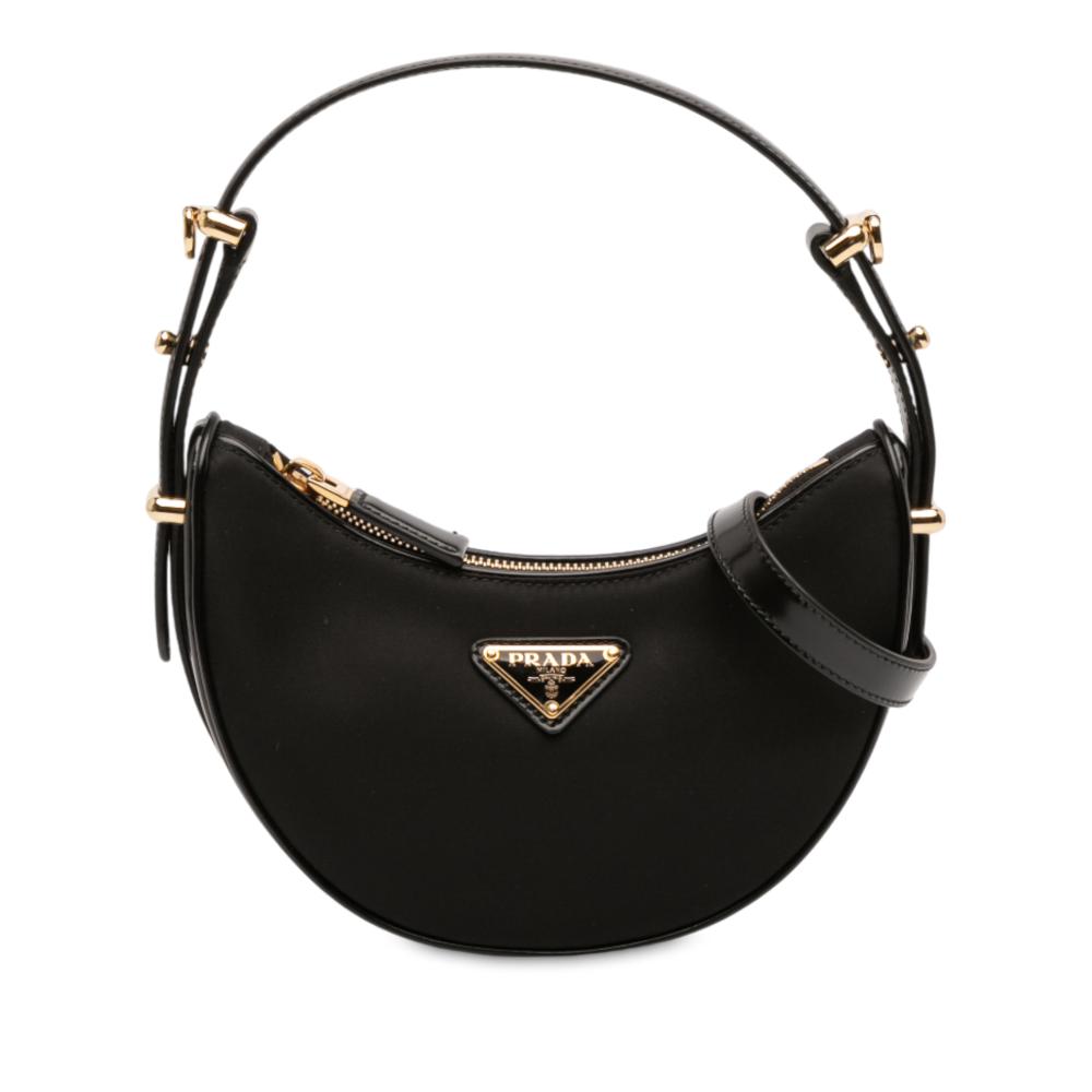 Prada B Prada Black Nylon Fabric Small Re and Leather Arque Satchel Italy