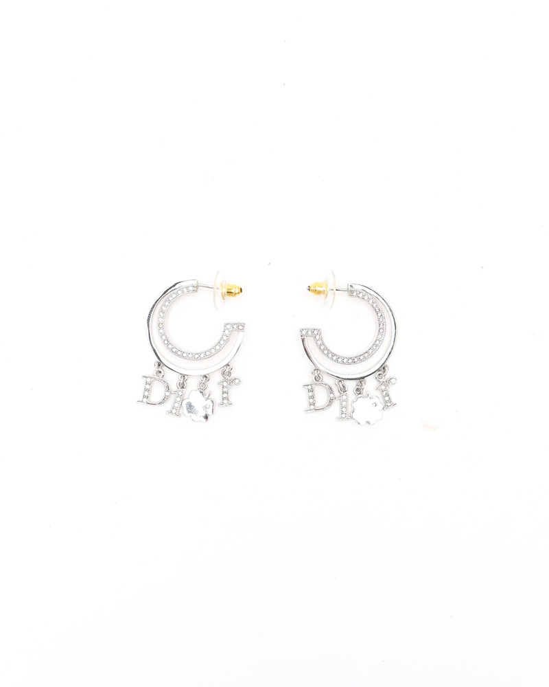 Christian Dior Hoop Rhinestone Earrings