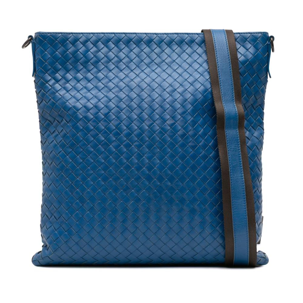 Bottega Veneta B Bottega Veneta Blue Nappa Leather Leather Nappa Intrecciato Crossbody Italy