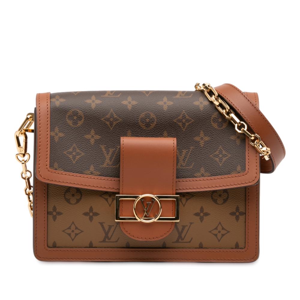 Louis Vuitton AB Louis Vuitton Brown Monogram Canvas Fabric Monogram Reverse Dauphine MM Spain