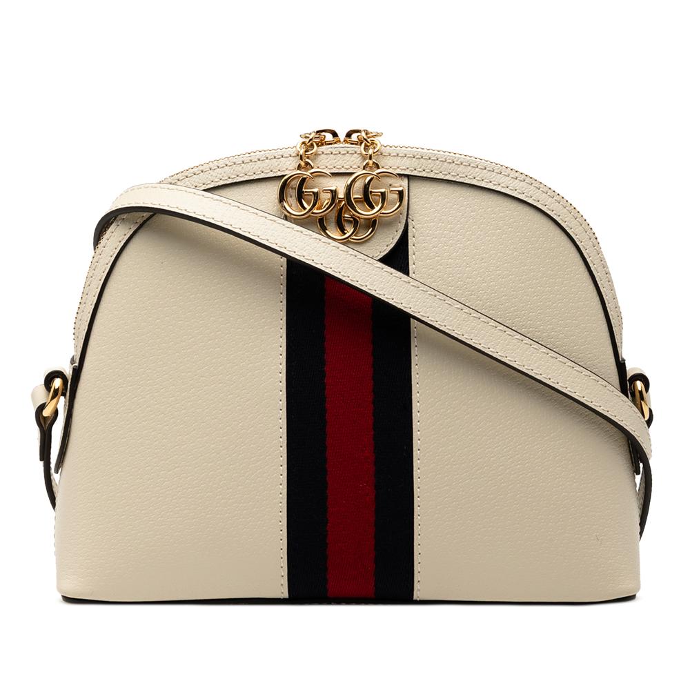 Gucci B Gucci White Calf Leather Small Ophidia Dome Crossbody Italy