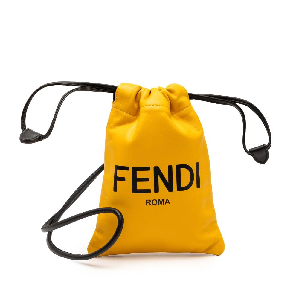 Fendi AB Fendi Yellow Nappa Leather Leather Mini Nappa Drawstring Pouch Italy